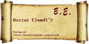 Bozzai Elemér névjegykártya